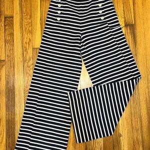 J. Crew Blue and White Striped Wide Leg Pants